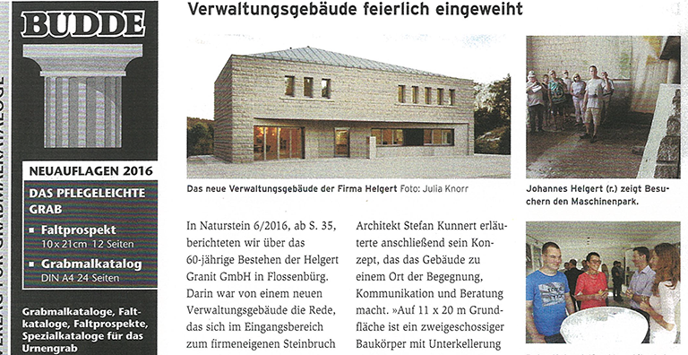 Naturstein berichtet über Verwaltungsgebäude